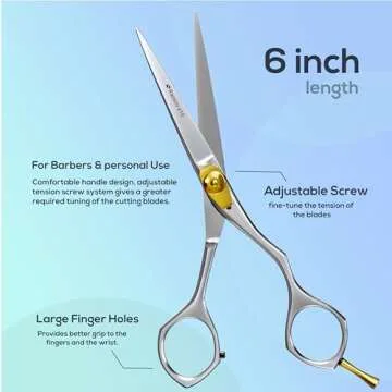 Suvorna 6" Barber Scissors - Professional Hair Scissors, Suitable for Men, Women & Kids