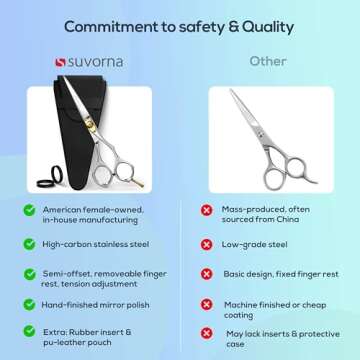 Suvorna 6" Barber Scissors - Professional Hair Scissors, Suitable for Men, Women & Kids
