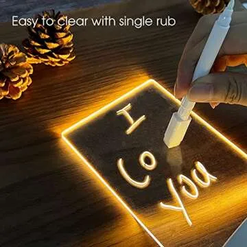 goq Note Board Creative Led Night Light USB Message Board Holiday Light with Pen Gift for Children Girlfriend Decoration,Children's Night Light Writing Lamp (Circular)
