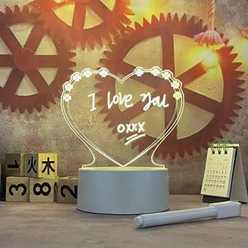 goq Note Board Creative Led Night Light USB Message Board Holiday Light with Pen Gift for Children Girlfriend Decoration,Children's Night Light Writing Lamp (Circular)