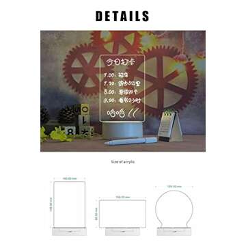 goq Note Board Creative Led Night Light USB Message Board Holiday Light with Pen Gift for Children Girlfriend Decoration,Children's Night Light Writing Lamp (Circular)