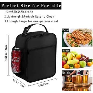 ZM-YOUTOO Lunch Box for Men - Reusable Lunch Bag Men Adult Women- Insulated Small LunchBox (Black)