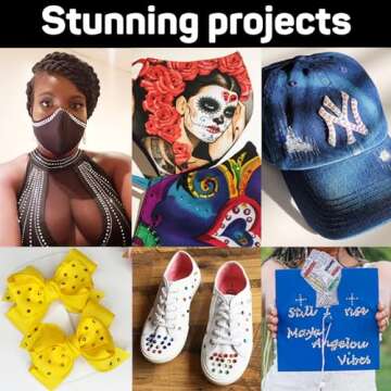 Worthofbest Hotfix Rhinestone Setter, Hot Fix Applicator Tool Bedazzler Kit with rhinestones, Kit, Hot Fixed Wand for Clothes Clothing Fabric Crafts, 5000 Pcs, AB Crystal, Clear, 3 Gems Sizes, Tips