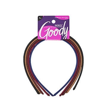 Goody Ouchless Shoestring Headbands - 5 Ct, Assorted Colors, Stylish & Lightweight Thin Headbands, D...