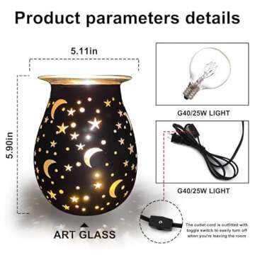 Wax Warmer for Scented Wax Melters, Glass Wax Melt Warmers Electric,Scented Wax Burner with Night Light,Wax Melter Warmer for Birthday Gifts for Her,Office,Bedroom