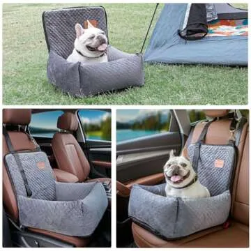 BCOCHAO Dog Car Seat Pet Booster Seat Pet Travel Safety Car Seat,The Dog seat Made is Safe and Comfortable,and can be Disassembled for Easy Cleaning (Gray)