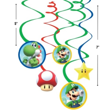 Super Mario Brothers Hanging Decorations - 12 Pack