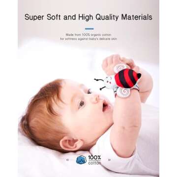 Infinno High Contrast Baby Toys Infant Rattle Socks and Wristband Set, Ideal Baby Sensory Toy Gifts ...