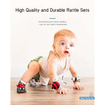 Infinno High Contrast Baby Toys Infant Rattle Socks and Wristband Set, Ideal Baby Sensory Toy Gifts for Newborn 0-12 Months, Perfect Black and White Toys for Boys and Girls As Baby Shower Gifts