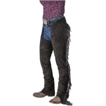 Tough 1 Suede Equitation Chaps - Stylish and Durable Brown X-Large
