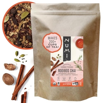 Numi Organic Rooibos Chai Tea - 16 Ounce Pouch - Caffeine Free Loose Leaf Herbal Tea