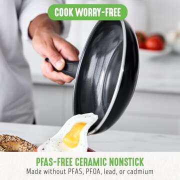 GreenLife Soft Grip Healthy Ceramic Nonstick 7" and 10" Frying Pan Set, PFAS & PFOA-Free, Dishwasher...