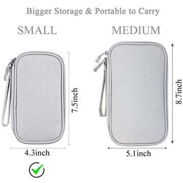 Bevegekos Electronics Accessories Organizer Pouch Bag, Designed for Power Adapter/Charger/Cables/Mouse, for Travel (Light Grey)