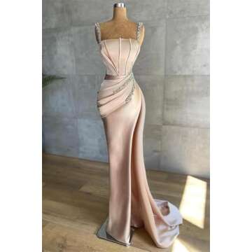 Champagne Prom Dress for Women Mermaid Formal Dresses Long Elegant Wedding Guest Dress 2024
