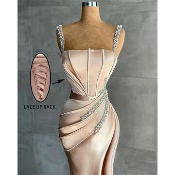 Champagne Prom Dress for Women Mermaid Formal Dresses Long Elegant Wedding Guest Dress 2024