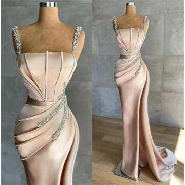 Champagne Prom Dress for Women Mermaid Formal Dresses Long Elegant Wedding Guest Dress 2024