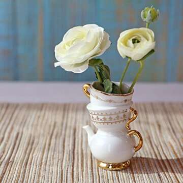 Kate Aspen Vintage Tea Party Antique Look Mini Ceramic Bud Vases (3.7 Inch Tall - Set of 2), Party F...