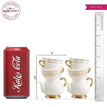 Kate Aspen Vintage Tea Party Antique Look Mini Ceramic Bud Vases (3.7 Inch Tall - Set of 2), Party Favor, Take Home Gift, Wedding Decoration, Table Decor, Bridal Shower Decorations (23263NA)