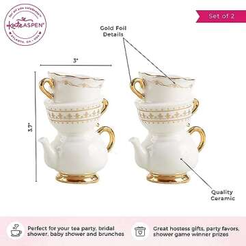 Kate Aspen Vintage Tea Party Antique Look Mini Ceramic Bud Vases (3.7 Inch Tall - Set of 2), Party Favor, Take Home Gift, Wedding Decoration, Table Decor, Bridal Shower Decorations (23263NA)