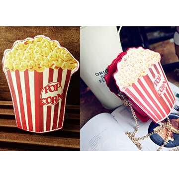 Ximimark Women Girl Cute Popcorn Satchel Shoulder Crossbody Messenge Handbag Bag Purse with one Popcorn Keychain
