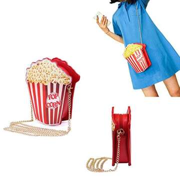 Ximimark Women Girl Cute Popcorn Satchel Shoulder Crossbody Messenge Handbag Bag Purse with one Popcorn Keychain