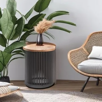 SIMPLIHOME Demy Industrial Accent Side Table in Natural