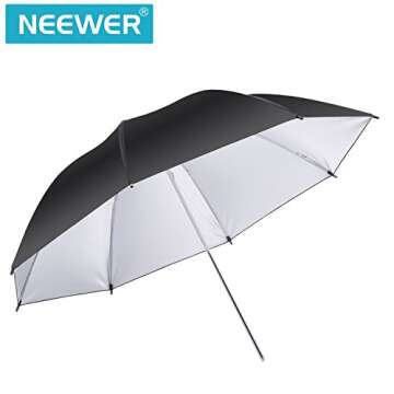 Neewer 33"/83cm Photo Studio Black/Silver Reflective Lighting Umbrella for Photography Studio Flash ...