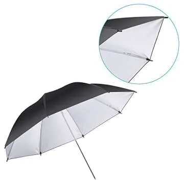 Neewer 33"/83cm Photo Studio Black/Silver Reflective Lighting Umbrella for Photography Studio Flash Light and Location Shoots