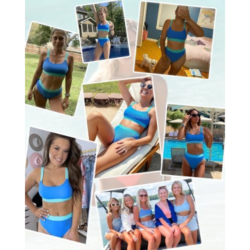 ZINPRETTY High Waisted Color Block Bikini Set