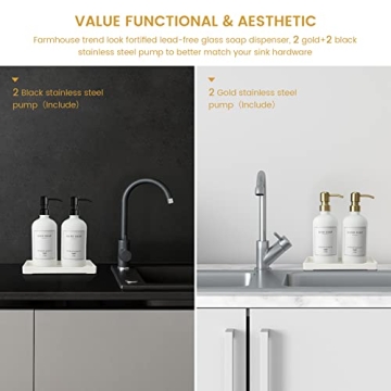 Glass Soap Dispenser Set Rustproof Pumps Waterproof Labels