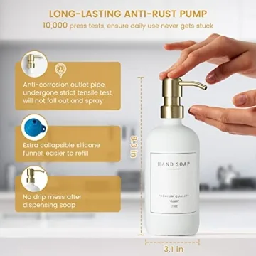 Glass Soap Dispenser Set Rustproof Pumps Waterproof Labels