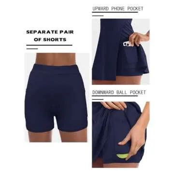 Sexyasasii Tennis Dresses for Women,Tennis Golf Dresses with Built in Shorts Sleeveless Workout Athletic Dress with Pockets Navy Blue