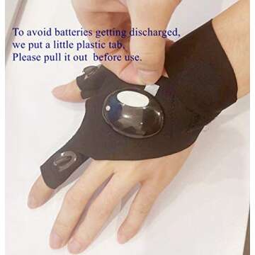 XIANGZHU LED Flashlight Gloves, Stretchy Fingerless Gloves Light, Birthday Gifts for Man, Hands Free Flashlights for Working in Darkness Places Fishing, Repair, Camping, Hiking, Running