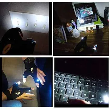 XIANGZHU LED Flashlight Gloves, Stretchy Fingerless Gloves Light, Birthday Gifts for Man, Hands Free Flashlights for Working in Darkness Places Fishing, Repair, Camping, Hiking, Running