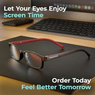PROSPEK Blue Light Reading Glasses for Men and Women - Comfort & Style with 1.25 Protection