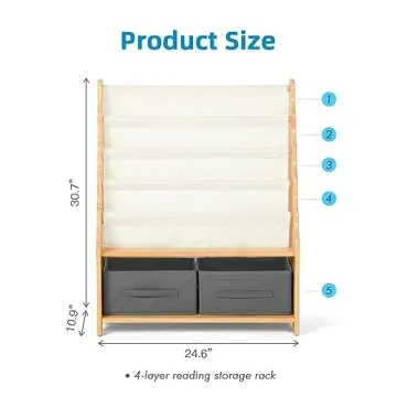 Stylish OOOK Kids Solid Wood Bookshelf for Toddlers