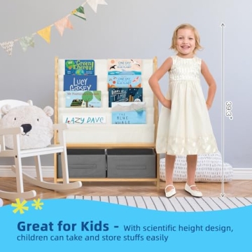 Stylish OOOK Kids Solid Wood Bookshelf for Toddlers