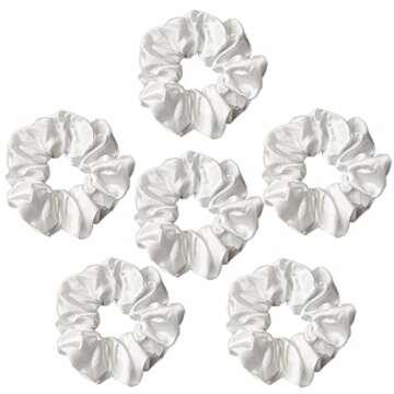 Sufermoe 6 Pcs Satin Silk Hair Scrunchies, Pure White - Hair Ties, Hair Bands, Ponytail Holders in 4.2 inch size, Hair Accessories for Women and Girls