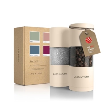 Stylish LARS NYSØM Salt and Pepper Grinder Set | Adjustable Ceramic Design (Almond Beige)