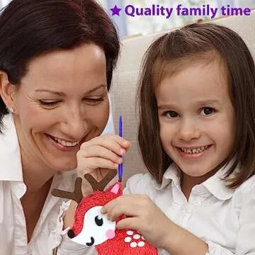 KRAFUN Easy Sewing Kit for Beginner Kids Arts & Crafts, 8 DIY Projects of Stuffed Dolls of Woodland Animals, Bear, Bunny, Fox, Owl, Instructions & Felt, Gift for Girls, Boys, Learn to Sew