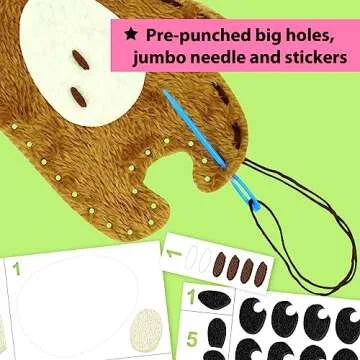 KRAFUN Easy Sewing Kit for Beginner Kids Arts & Crafts, 8 DIY Projects of Stuffed Dolls of Woodland Animals, Bear, Bunny, Fox, Owl, Instructions & Felt, Gift for Girls, Boys, Learn to Sew