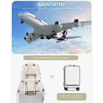 suwasp Large Travel Backpack for Women Men Airline Approved Carry On Personal Item Backpack Bag Frontier Airlines Personal Item Bag Flight Approved Luggage Backpack - White