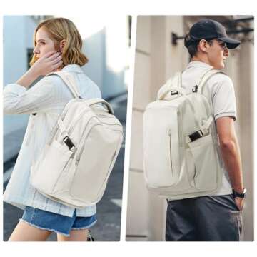 suwasp Large Travel Backpack for Women Men Airline Approved Carry On Personal Item Backpack Bag Frontier Airlines Personal Item Bag Flight Approved Luggage Backpack - White