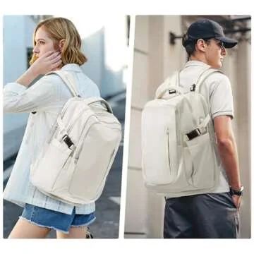 suwasp Large Travel Backpack for Women Men Airline Approved Carry On Personal Item Backpack Bag Frontier Airlines Personal Item Bag Flight Approved Luggage Backpack - White