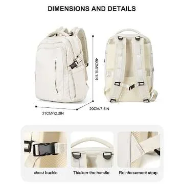 suwasp Large Travel Backpack for Women Men Airline Approved Carry On Personal Item Backpack Bag Frontier Airlines Personal Item Bag Flight Approved Luggage Backpack - White