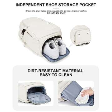 suwasp Large Travel Backpack for Women Men Airline Approved Carry On Personal Item Backpack Bag Frontier Airlines Personal Item Bag Flight Approved Luggage Backpack - White