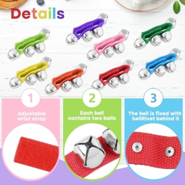 NACHLYNN 8 Pcs Jingle Wrist Bells for Festive Fun