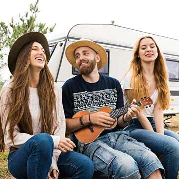 Concert Ukulele, 23 Inch Soprano Ukulele for Beginners, Waterproof Resistance Mahogany Ukuleles, Beginner Ukulele with Free Video Ukulele Lessons, Gig Bag, Tuner, Strap, String and Picks