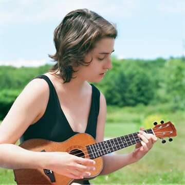 Concert Ukulele, 23 Inch Soprano Ukulele for Beginners, Waterproof Resistance Mahogany Ukuleles, Beginner Ukulele with Free Video Ukulele Lessons, Gig Bag, Tuner, Strap, String and Picks