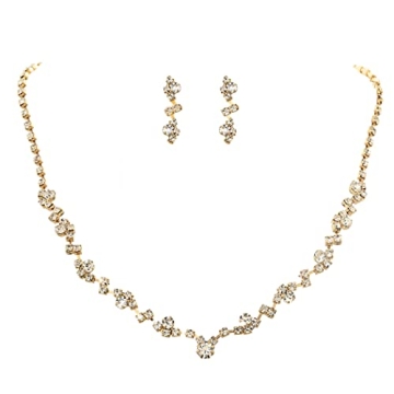 Unicra Bride Crystal Necklace Earrings Set - Stunning Bridal Jewelry for Women